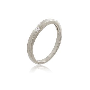 ANEL SOLITÁRIO ZIRCÔNIA 2MM BANHADO EM RÓDIO BRANCO