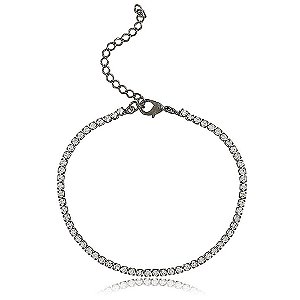 PULSEIRA RIVIERA ZIRCÔNIAS CRISTAIS DE 1,5 MM BANHADA EM RÓDIO NEGRO