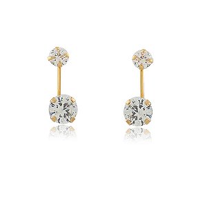 BRINCO EARJACKET BASE PRATA COM ZIRCÔNIAS CRISTAIS EM DIFERENTES TAMANHOS BANHADO A OURO 18K