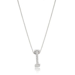 GARGANTILHA VENEZIANA DE 45 CM COM PINGENTE LETRA i TRABALHADA EM MICROZIRCÔNIAS CRISTAIS