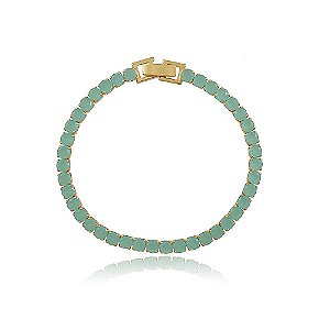 PULSEIRA RIVIERA CRISTAIS DE 4 MM  COR TURMALINA BANHADA A OURO 18K COM FECLO CLIC