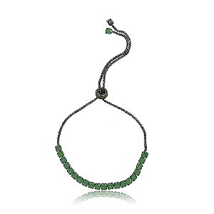 PULSEIRA RIVIERA CRISTAIS COR ESMERALDA DE 2,5 MM  BANHADA EM RÓDIO NEGRO COM FECHO GRAVATA