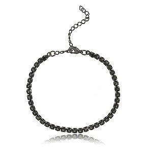 PULSEIRA RIVIERA ZIRCÔNIAS CRISTAIS COR ÔNIX TRANSLÚCIDAS DE 3,0 MM  BANHADA EM RÓDIO NEGRO