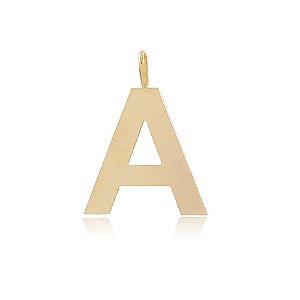 PINGENTE LETRA A COM 2,0 CM ALTURA BANHADO A OURO 18K