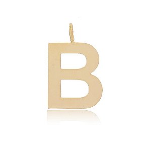 PINGENTE LETRA B COM 2,0 CM ALTURA BANHADO A OURO 18K