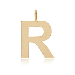 PINGENTE LETRA R COM 2,0 CM ALTURA BANHADO A OURO 18K