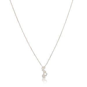 GARGANTILHA VENEZIANA 50 CM COM PINGENTE GRÁVIDA BANHADA EM RÓDIO BRANCO