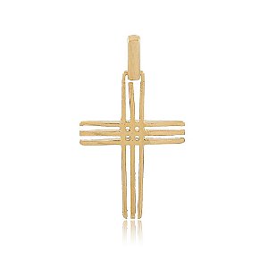 PINGENTE CRUCIFIXO 3,0 CM BANHADO A OURO 18K
