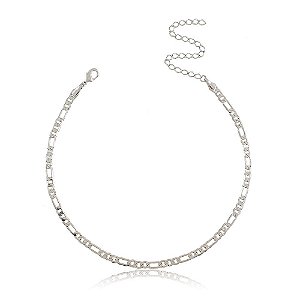 CHOKER GROUMET 3X1 BANHADA EM RÓDIO BRANCO
