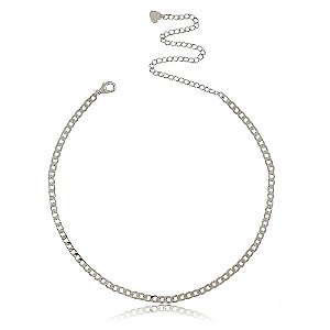 CHOKER GROUMET BANHADA EM RÓDIO BRANCO