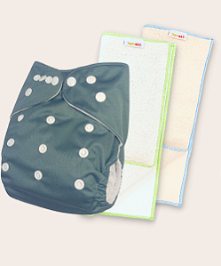 Kit fralda Ecológica Verde Atlantico com 2 absorventes toalha de 4 e 6 camadas