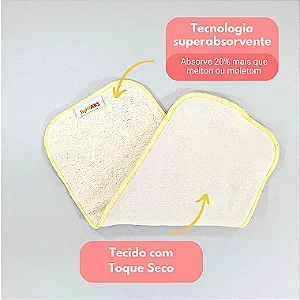 Kit com 5 absorventes para fralda ecológica - Melton com toque seco - 6 camadas - Faixa