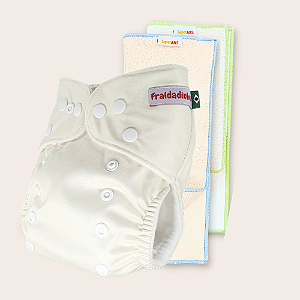 Kit fralda Ecológica Branca Lisa modelo fraldadinhos com 2 absorventes Toalha melton com toque seco de 4 e 6 camadas