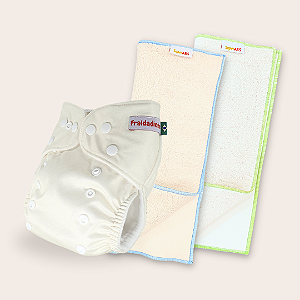 Kit fralda Ecológica Branca Lisa com 2 absorventes Toalha de 4 e 6 camadas