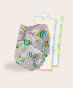 Kit fralda Ecológica Ceu de cores com 2 absorventes melton com toque seco de 4 e 6 camadas toalha