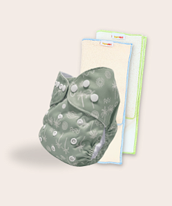 Kit fralda Ecológica Tropical com 2 absorventes melton com toque seco de 4 camadas faixa e 6 camadas toalha