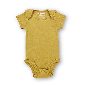 Body bebê manga curta 100% algodão - Mostarda