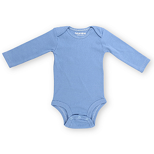 Body bebê manga longa 100% algodão - Azul Celeste