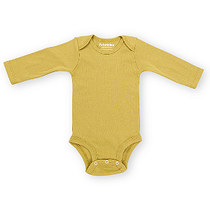Body bebê manga longa 100% algodão - Amarelo mostarda