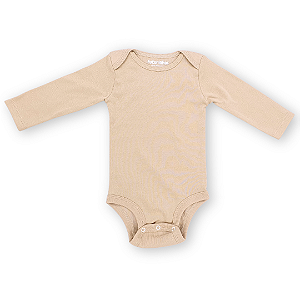 Body bebê manga longa 100% algodão - Bege creme
