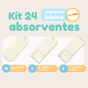 Kit com 24 absorventes para fralda ecológica - Enxoval Básico - SuperABS Reciclato