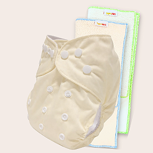 kit fralda ecologica Amarelo pastel com 2 abs melton de 4 e 6 camadas toalha