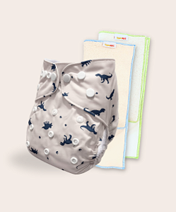 kit fralda ecologica T-rex com 2 absorvente de melton modelo toalha 4 e 6 camadas