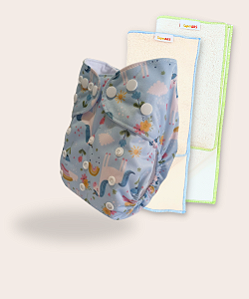 Kit fralda Ecológica Unicornio azul com 2 absorventes Toalha de 4 e 6 camadas