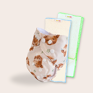 Kit fralda Ecológica Mimosa com 2 absorventes Toalha de 4 e 6 camadas Unifloc