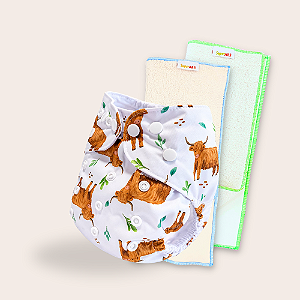 Kit fralda Ecológica Vaquinha com 2 absorventes Toalha de 4 e 6 camadas Unifloc