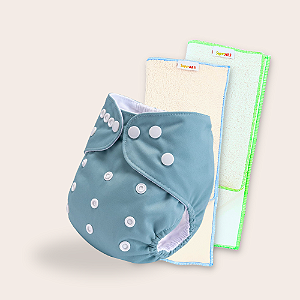 Kit fralda Ecológica Azul piscina+ 2 absorventes toalha 4 camada e 6 camada