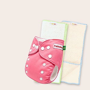 Kit fralda Ecológica Fraldadinho Rosa com 2 absorventes toalha melton com toque seco de 4 e 6 camadas