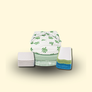 Kit Básico - Tartaruga | Coleção Importada | 3 Fraldinhas + 8 Absorventes + 10 Liners