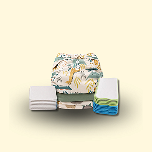 Kit Básico - Safari | Coleção Importada | 3 Fraldinhas + 8 Absorventes + 10 Liners