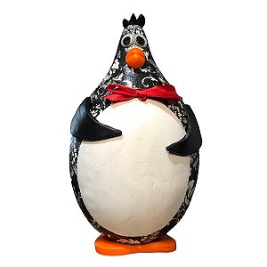 Pinguim de Geladeira Artesanal em Cabaça Decoração 16-18cm
