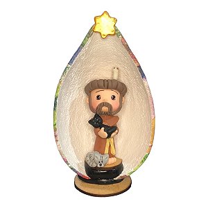 São Francisco c/ 2 Gatos em Biscuit Oratório Cabaça 14-18cm