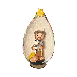 São Francisco c/ 4 Gatos em Biscuit Oratório Cabaça 19a22cm