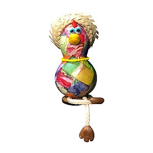 Galinha Caipira Artesanal Cabaça, Pernas e Chapéu Palha (10 a 12cm)