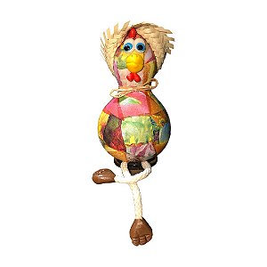 Galo Caipira de Cabaça c/ Pernas e Chapéu de Palha (13-15cm)