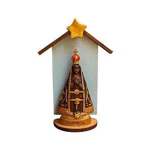 Imagem Nossa Senhora Aparecida em Resina Oratório Artesanal MDF - 12cm