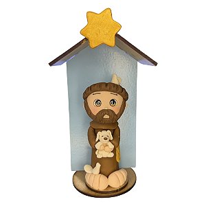 Imagem São Francisco com Cachorro em Biscuit no Oratório - 16cm