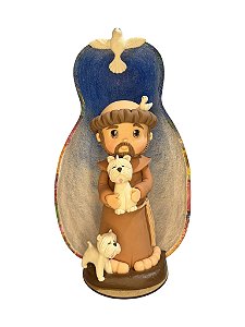 São Francisco de Assis com Cachorros - Oratório Cabaça 28cm