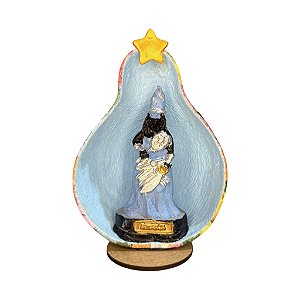 Imagem Iemanjá Negra Orixá no Oratório em Cabaça - 13 a 15cm