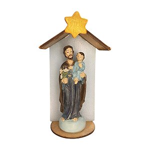 Imagem de São José em Resina com Oratório em MDF 16cm