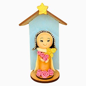 Imagem Santa Teresinha em Biscuit com Oratório de MDF 12cm