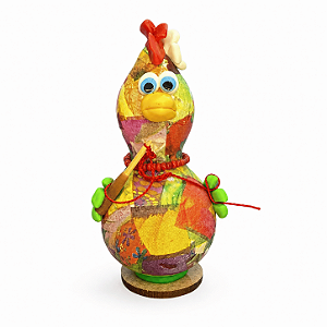 Galinha Crocheteira Artesanal em Cabaça - 10 a 12 cm