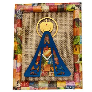 Quadro Nossa Senhora Aparecida Artesanal 21x26cm