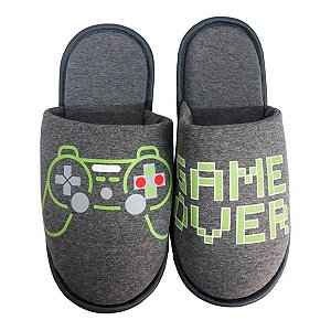 Pantufa Chinelo Quarto Game Over Infantil 31x32