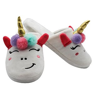 Chinelo de quarto feminino unicornio 33 A 35