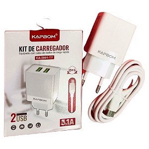 Carregador de Celular Tipo C + 2 USB 5.1A KA-5001-TY - Kapbom
